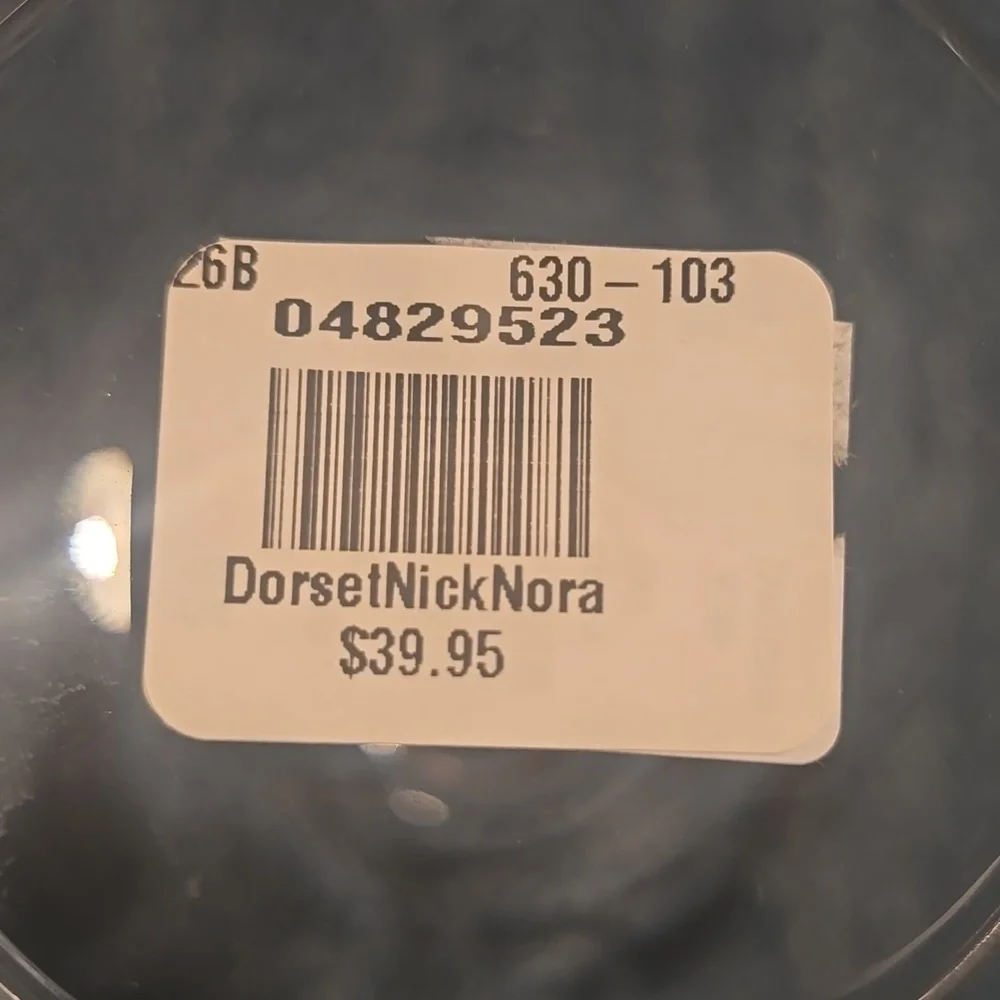 Williams Sonoma Dorset Nick & Nora Hand Cut Crystal Glass, Retail Price $39.95